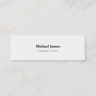 Skinny Classical Simple Plain White Minimalist Mini Business Card
