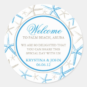 Skinny Finger Starfish Wedding Welcome Classic Round Sticker