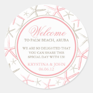 Skinny Finger Starfish Wedding Welcome Classic Round Sticker