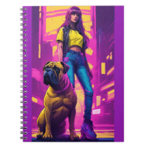 Skinny girl and bullmastiff vice notebook