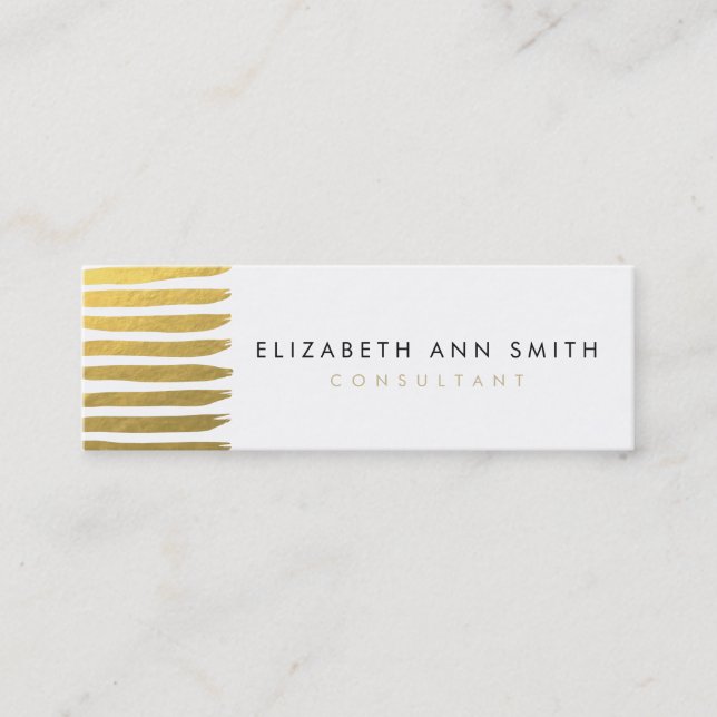 Skinny Gold Effect Chic Business Card (Front)