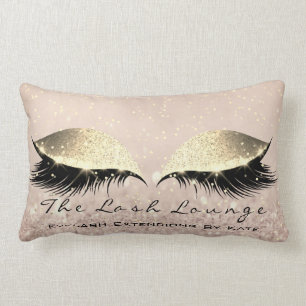 Skinny Gold Glitter Makeup Artist Eye Lash Beauty Lumbar Pillow
