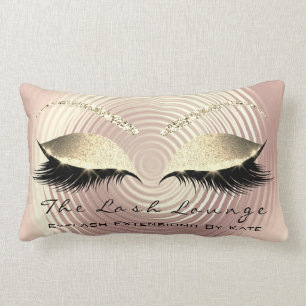 Skinny Gold Glitter Pink Makeup Eyes Lashes Studio Lumbar Pillow