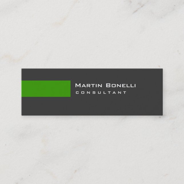 Skinny Modern Grey Vert Simple Carte de visite (Devant)