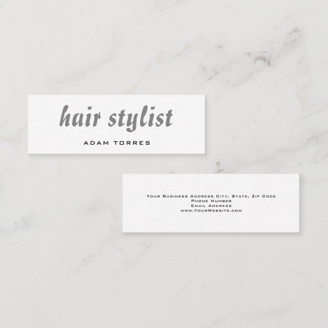 Skinny Modern Plain Professional Hair Stylist Mini Business Card (Front/Back)