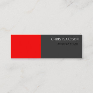 Skinny Modern Red Grey Simple Plain Business Card