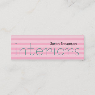 Skinny Pink Stripes Interior Designer Mini Business Card