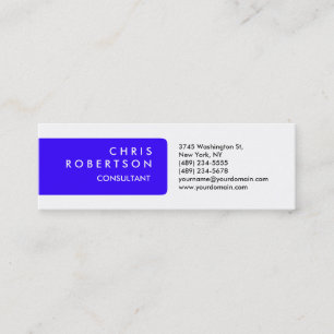 Skinny Plain Blue White Attractive Business Card