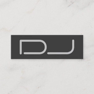 Skinny Plain DJ Stylish Grey Background Modern Mini Business Card