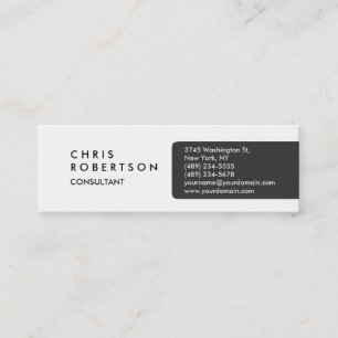 Skinny Plain Grey White Attractive Business Card