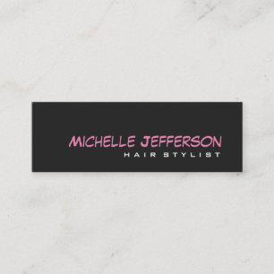 Skinny Professional Script Grey Pink Business Card