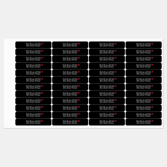 Skinny rectangle iron-on black labels (Sheet)