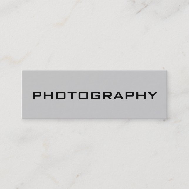 Skinny Size Modern Grey Photography Business Card (Front)