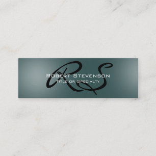 Skinny Slate Grey Script Monogram Business Card