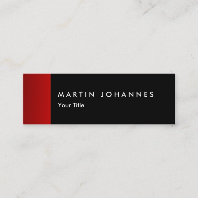Skinny slim black red professional business card (Front)