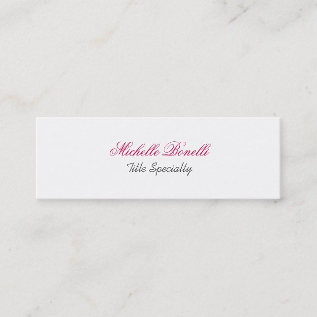 Skinny Slim Carmine Stylish Script Business Card (Front)