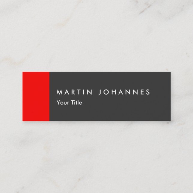 Skinny slim grey red professional business card (Front)
