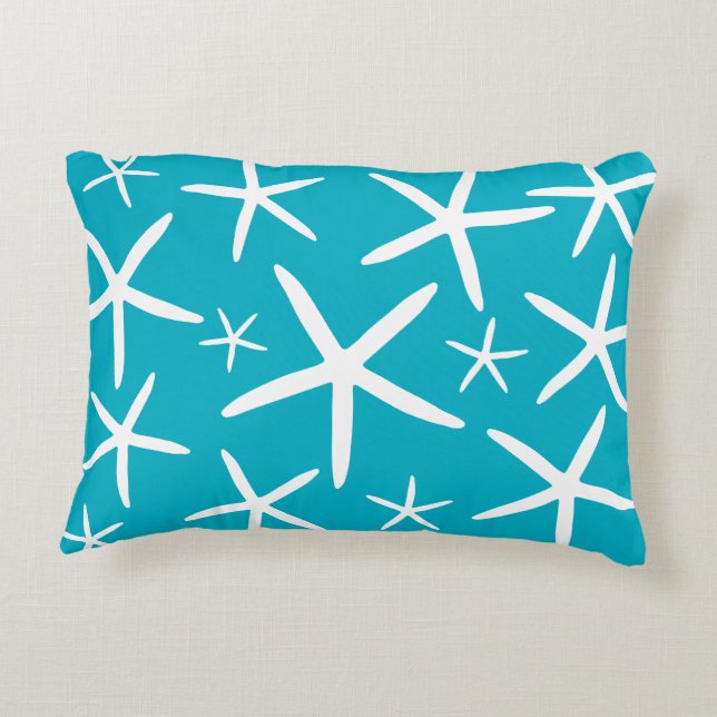 Skinny Starfish | Caribbean Blue Accent Pillow (Back)