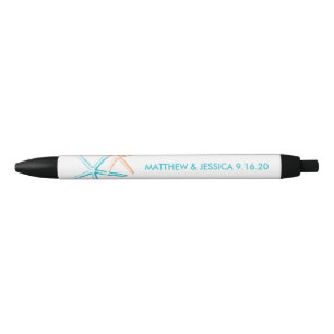 Skinny Starfish   Caribbean Blue and Orange Black Ink Pen