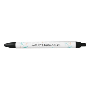 Skinny Starfish   Caribbean Blue and Orange Black Ink Pen
