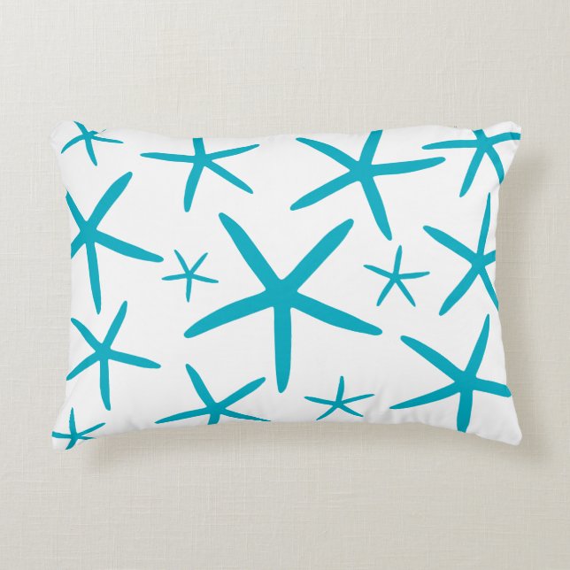 Skinny Starfish | Caribbean Blue Decorative Pillow (Front)