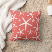 Skinny Starfish | Coral and White Throw Pillow (Blanket)