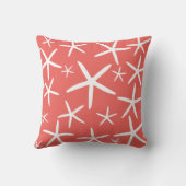 Skinny Starfish | Coral and White Throw Pillow (Back)