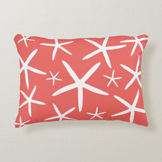 Skinny Starfish | Coral Decorative Pillow (Front)