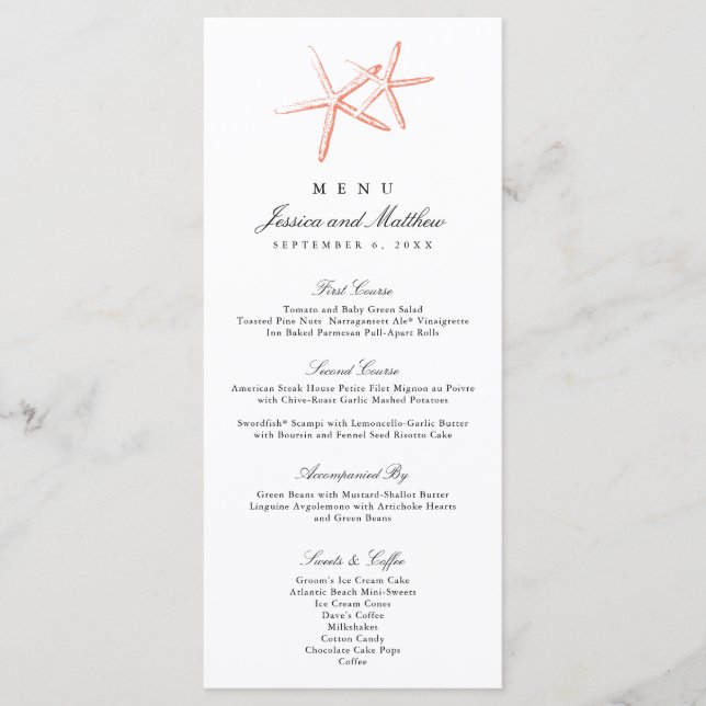 Skinny Starfish | Menu (Front)