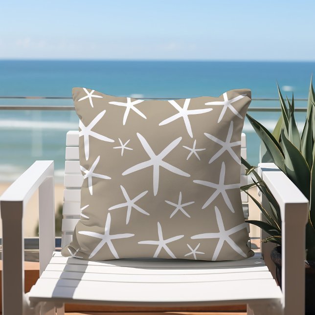 Skinny Starfish | Tan Sand Throw Pillow (Creator Uploaded)
