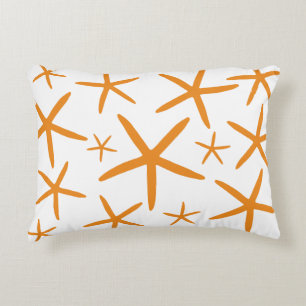 Skinny Starfish   Tropical Orange Accent Pillow