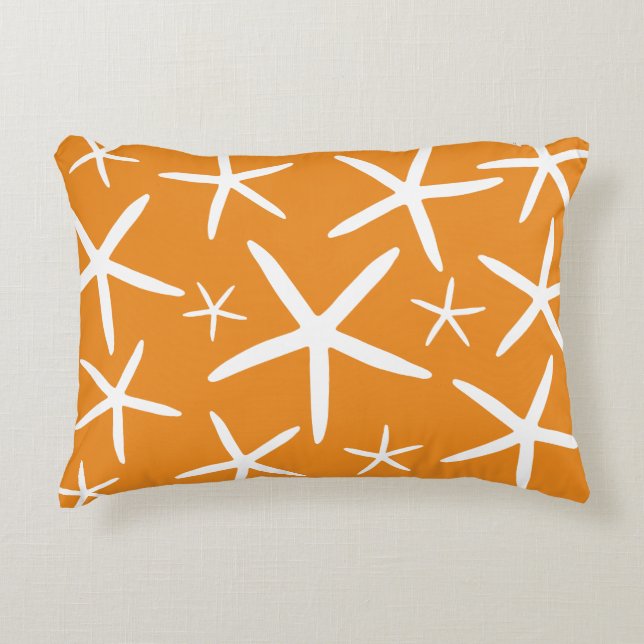 Skinny Starfish | Tropical Orange Decorative Pillow (Front)