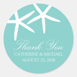 Skinny Starfish Wedding Classic Round Sticker