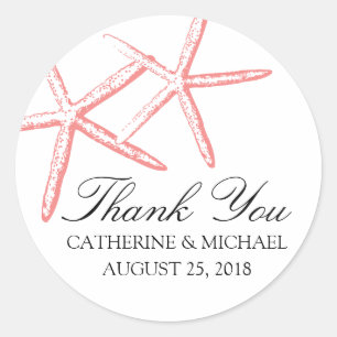 Skinny Starfish Wedding Classic Round Sticker