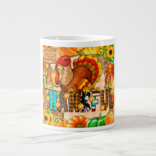 Skinny thankful tumbler sublimation large coffee mug