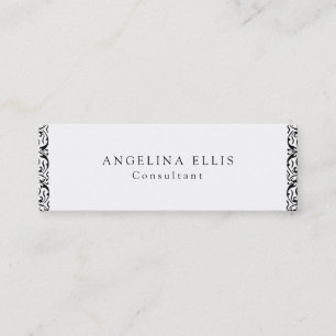 Skinny Vintage Flower Black White Professional Mini Business Card