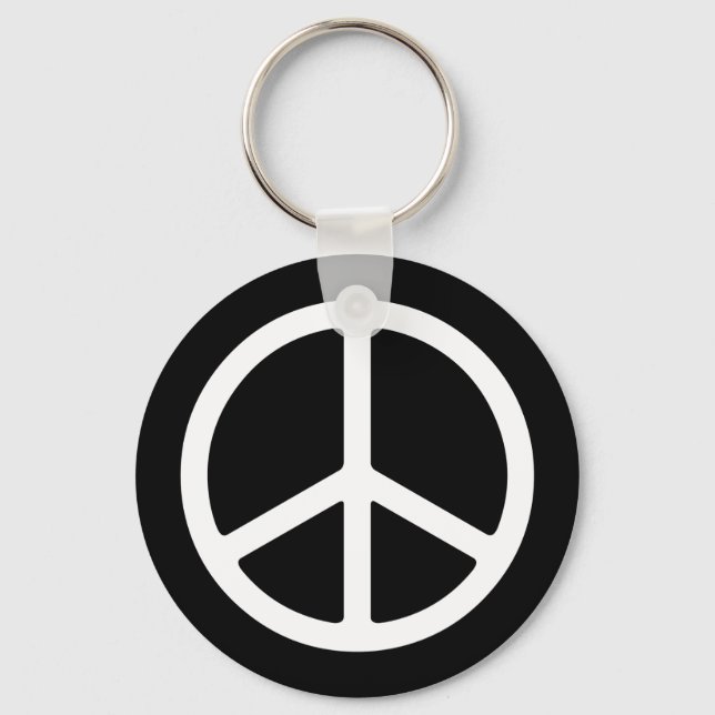 Skinny White Peace Symbol Keychain (Front)