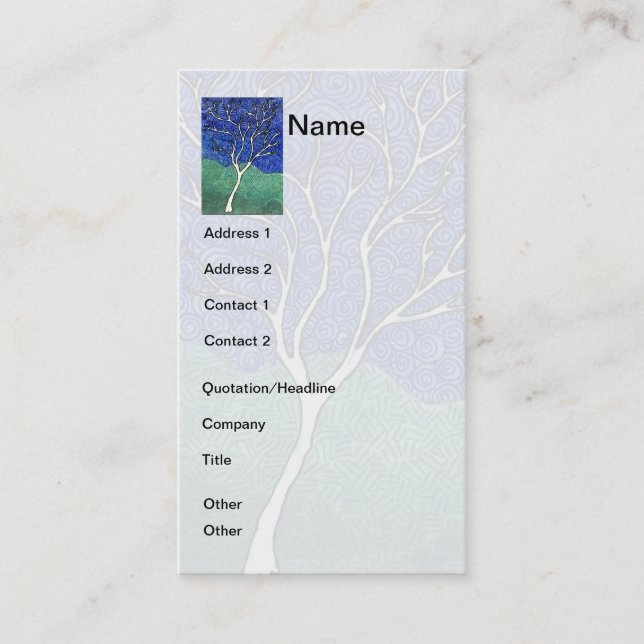Skinny White Tree with Swirly Sky Business Card (Front)