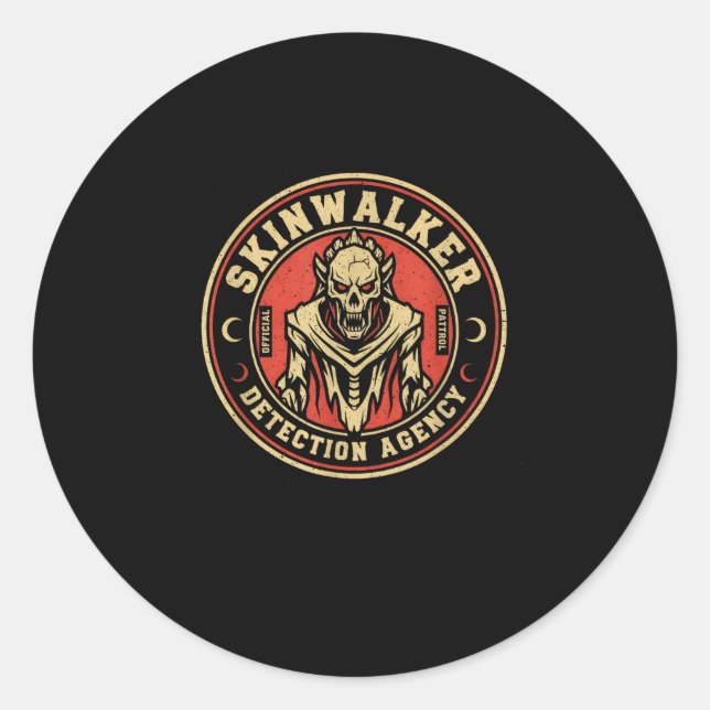 Skinwalker Detection Agency Funny Cryptid Skinwalk Classic Round Sticker (Front)