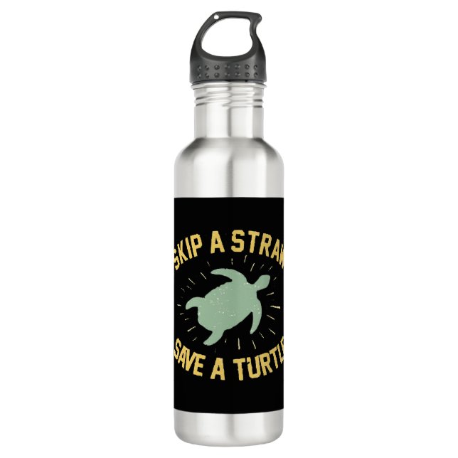 Skip a Straw Save a Turtle     710 Ml Water Bottle (Front)