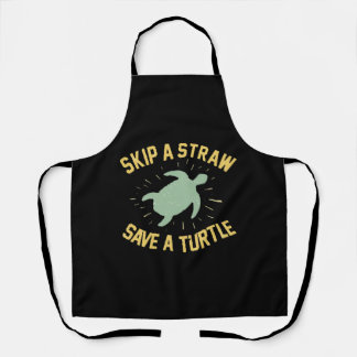 Skip a Straw Save a Turtle Apron