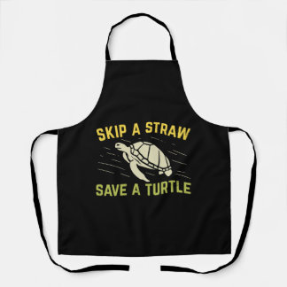 Skip A Straw Save A Turtle Scuba Diver Diving Gift Apron
