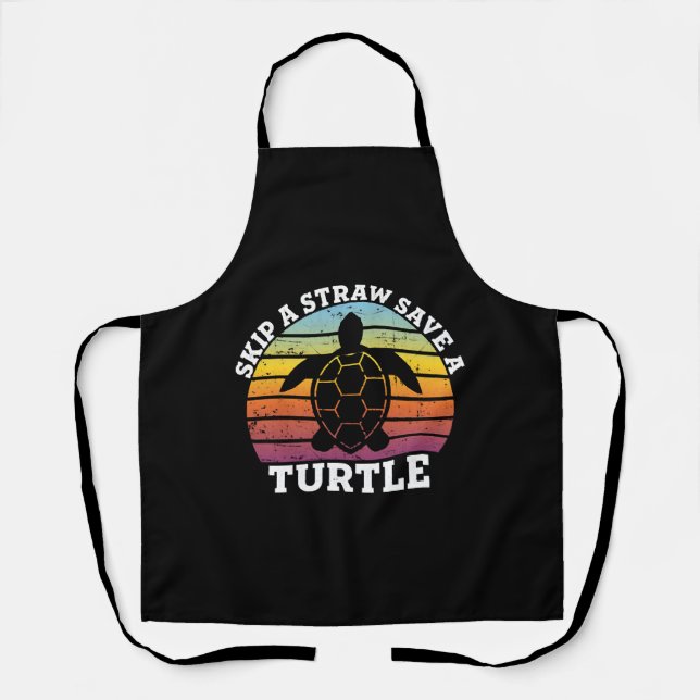 Skip A Straw Save a Turtle Shirt Apron (Front)