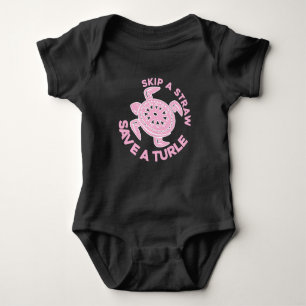 Skip a Straw Save Turtles marine creatures Baby Bodysuit