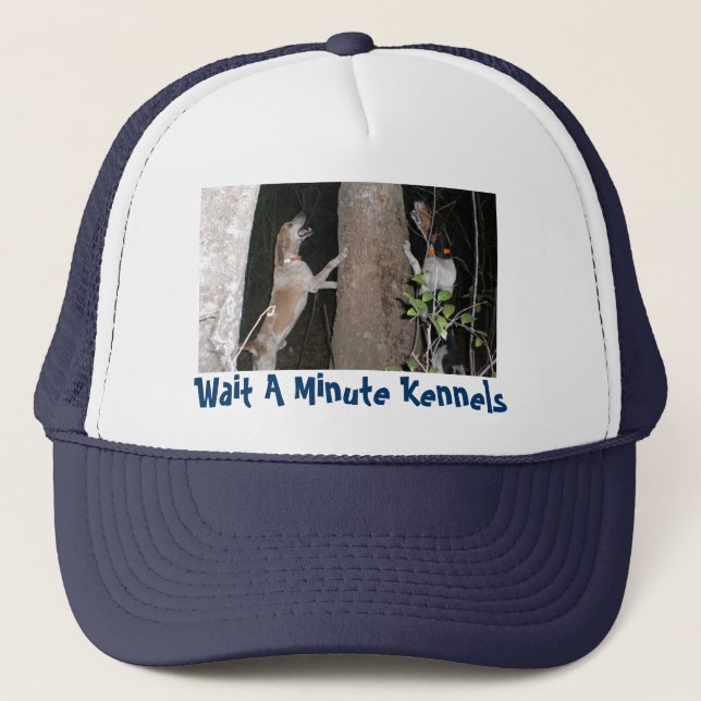 Skip & Chase,Wait A Minute Kennels - Customized Trucker Hat (Front)