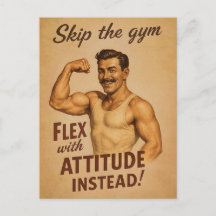 Skip the Gym Vintage Poster | Retro Fitness Humour