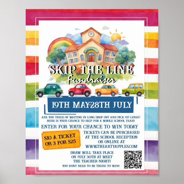 skip the line school fundraiser ticket raffle poster (Front)