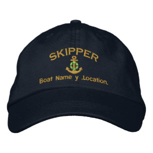 Skipper Anchor Personalized Your Name Embroidered Hat