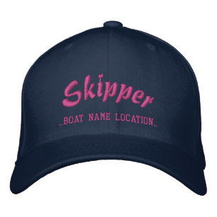 SKIPPER Customizable Boat Name Your Name Embroidered Hat