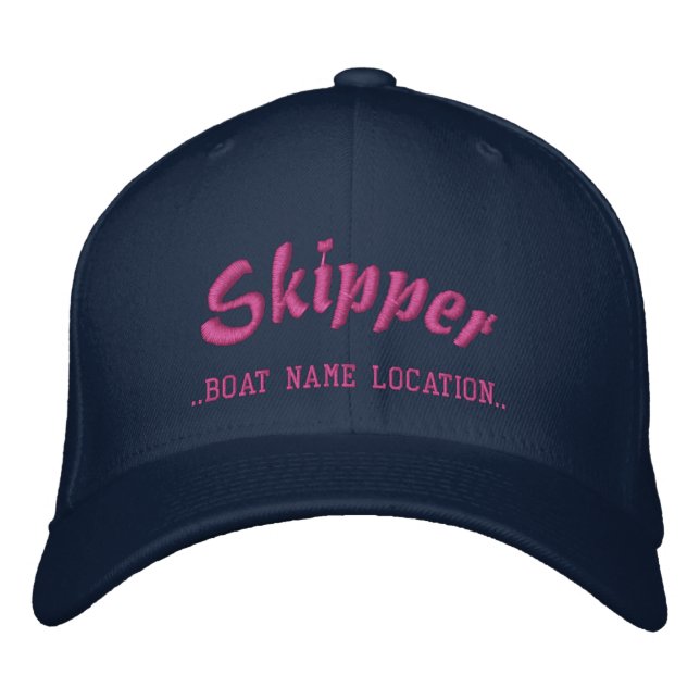 SKIPPER Customizable Boat Name Your Name Embroidered Hat (Front)